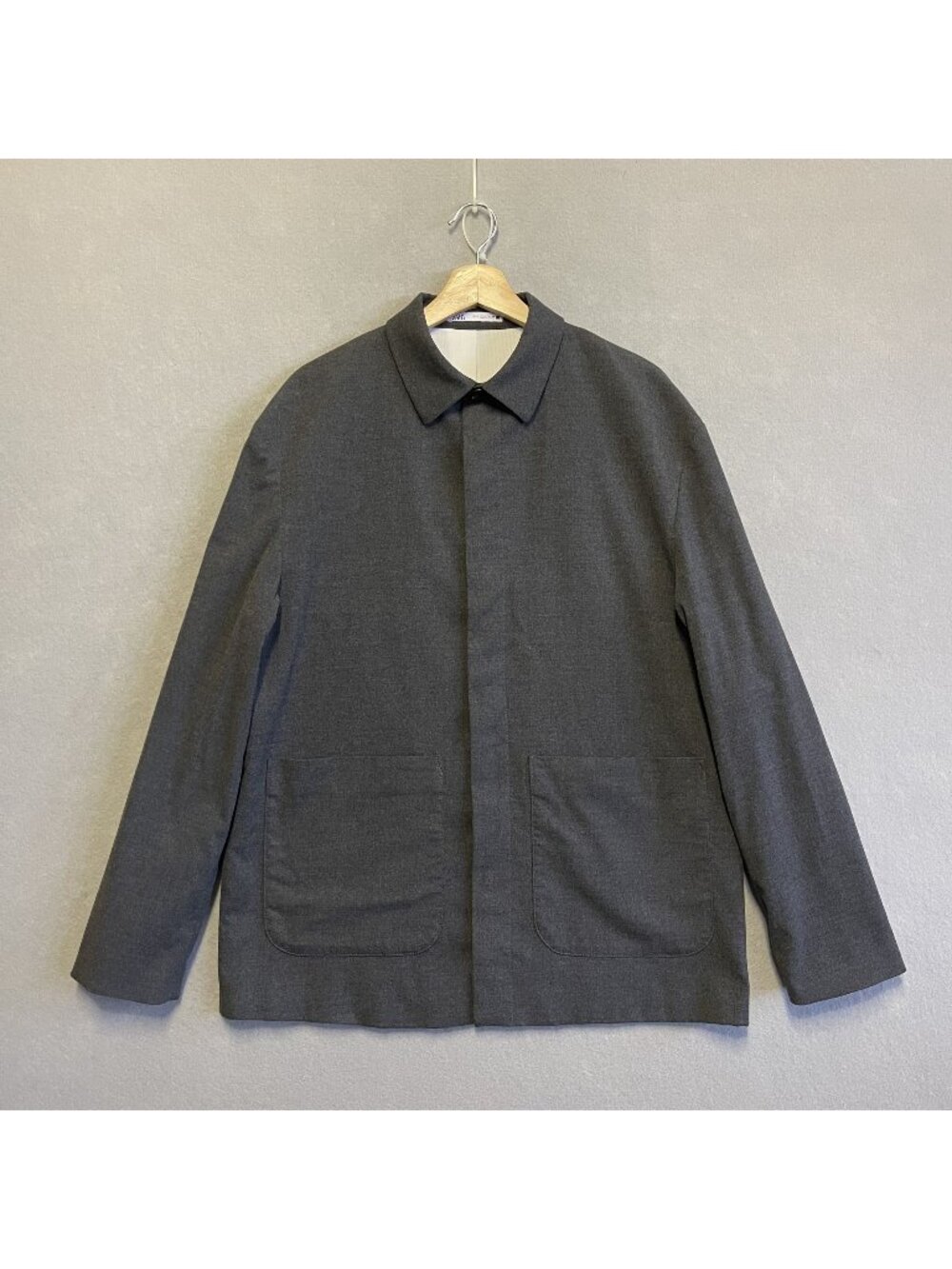 Zara Mens Charcoal Gray Lightweight Blazer Coat Size M With Front Pockets